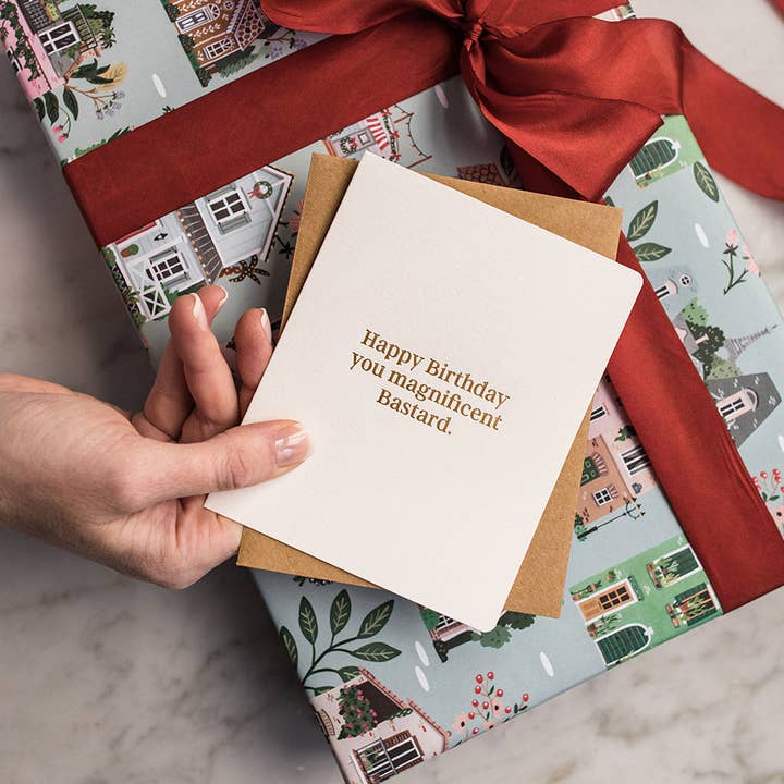 Bespoke Letterpress - Wholesale Birthday card - Happy Birthday You Magnificent Bastard Greeting Card2