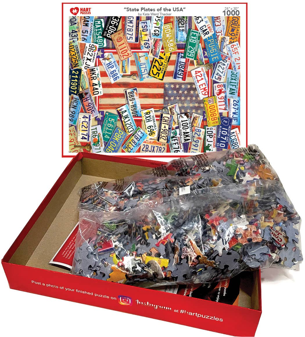Hart Puzzles - Wholesale Puzzle - Adult - State Plates of the USA by Kate Ward Thacker2