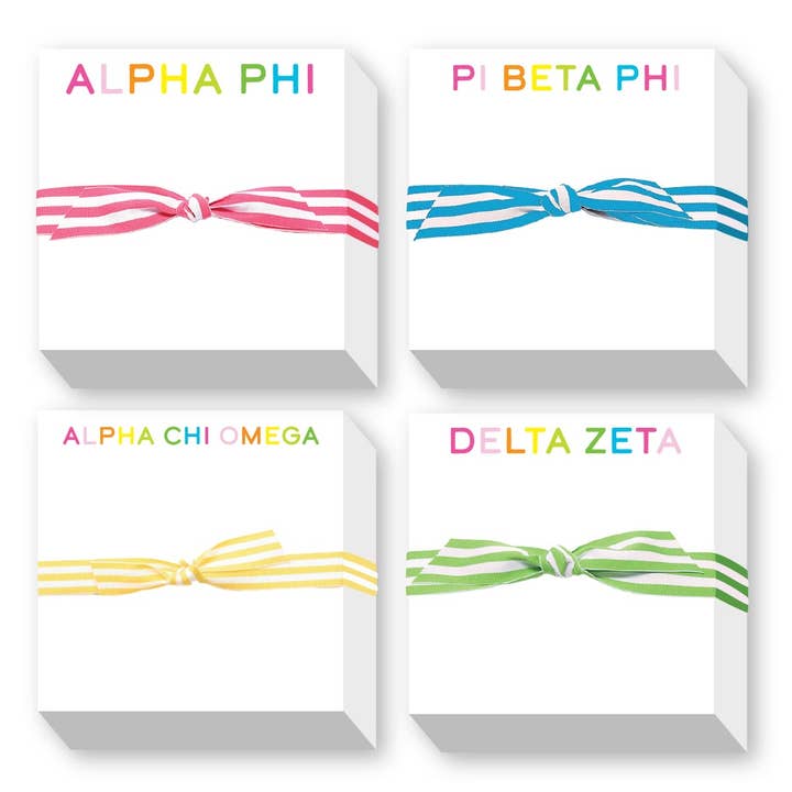SORORITY GREEK RAINBOW CHUBBIE NOTEPADS for wholesale by Donovan Designs