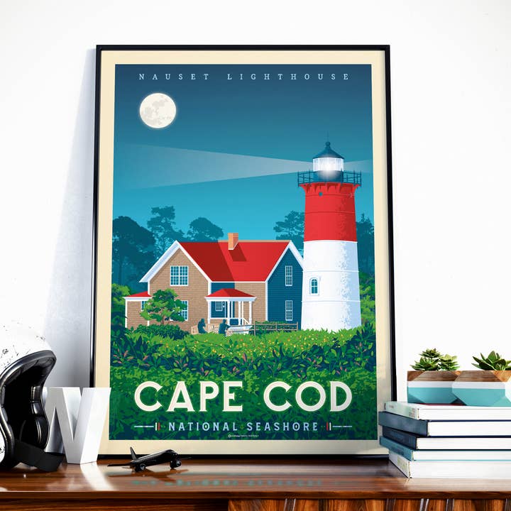 Cape Cod Travel Poster - Nauset Lighthouse - United States for wholesale by Olahoop Travel Posters