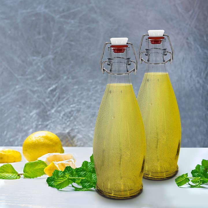 Nevlers - Wholesale Milk/juice bottle - Glass Swing Top Bottles - 8.5 oz. Teardrop Design (Set of 6)3