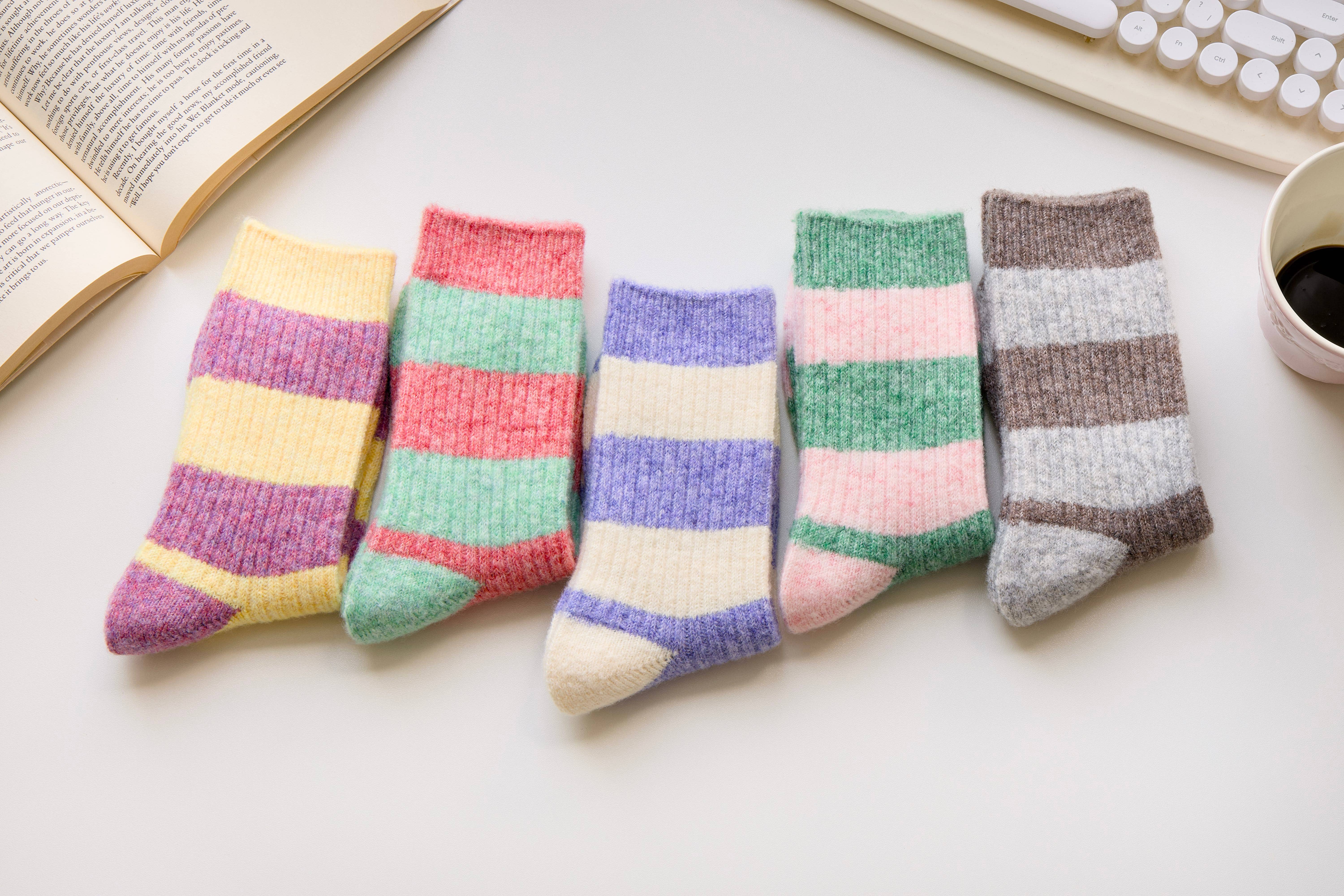 Happy Knits - Wholesale Socks - Women's - Warm Cashmere & Wool Blend Socks – Striped Winter Style10