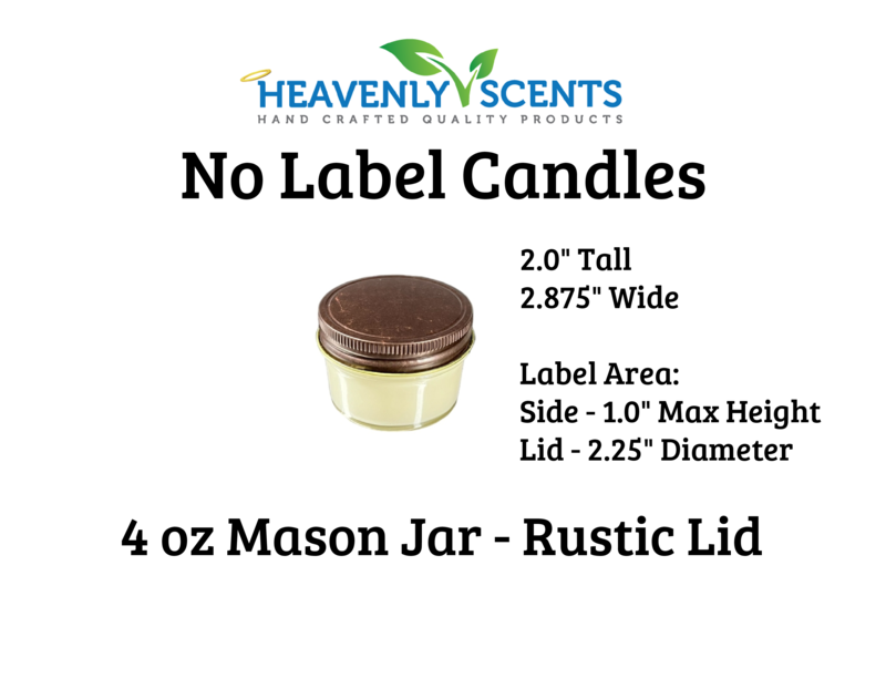 Heavenly Scents - Wholesale Jar/Filled Candle - 4oz Mason Jar Soy Candles - Rustic  Lid  - 6 Pack No Label1