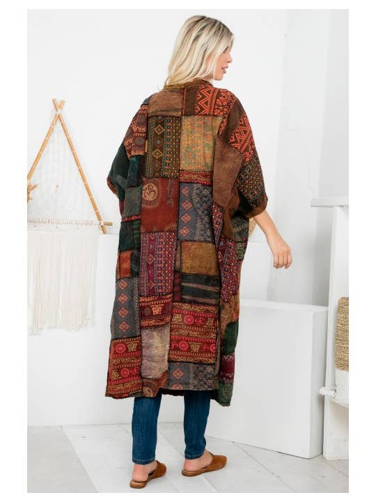 Kathmandu Imports - Wholesale Jacket - Women's - Womens Clothing - Patchwork Long Jacket (TH-1657)