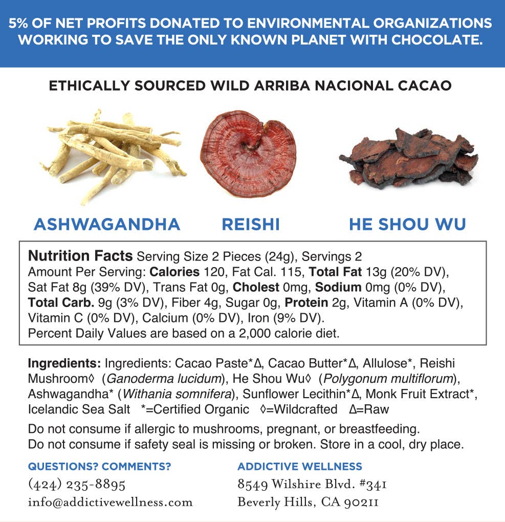 Addictive Wellness - Wholesale Chocolate Bar - Tranquility Chocolate – Calm & Sugar-Free Bliss1