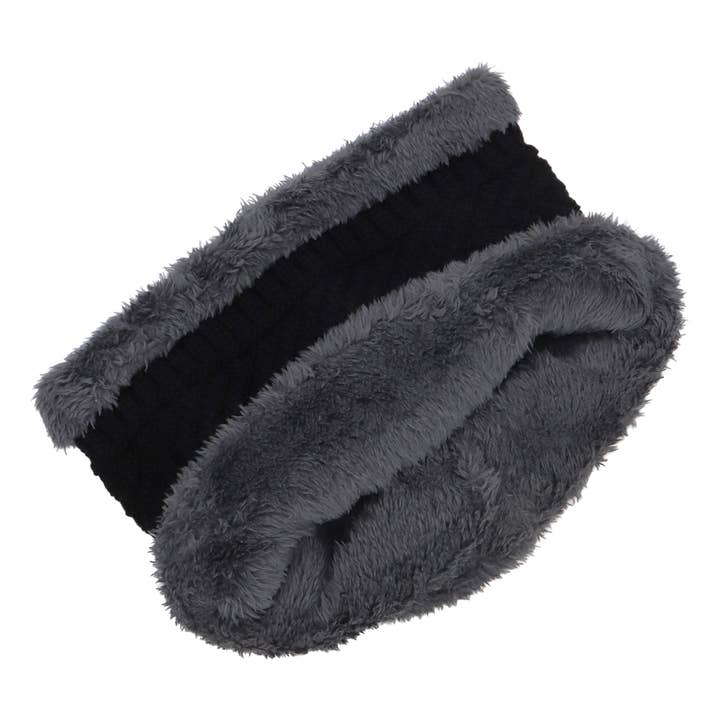 ASSORTED Dark Neutral Cable Knitted Fur Beanie Scarf - 2 Piece Set for wholesale on Faire3