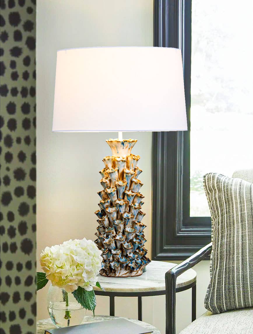 Continental Home - Wholesale Accent/Desk Lamp - White & Blue Coral Original Ceramic Lamp1