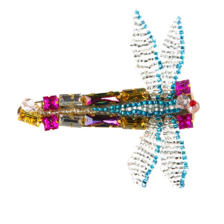 Ole - Wholesale Hair Clip - Women's - Dragonfly Seed Bead Rhinestone Hair Duckbill Clip
