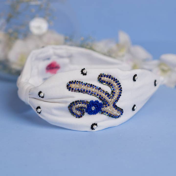 Betty Cooper Iniziale Embroidered Headband In White - K for wholesale by Elaa
