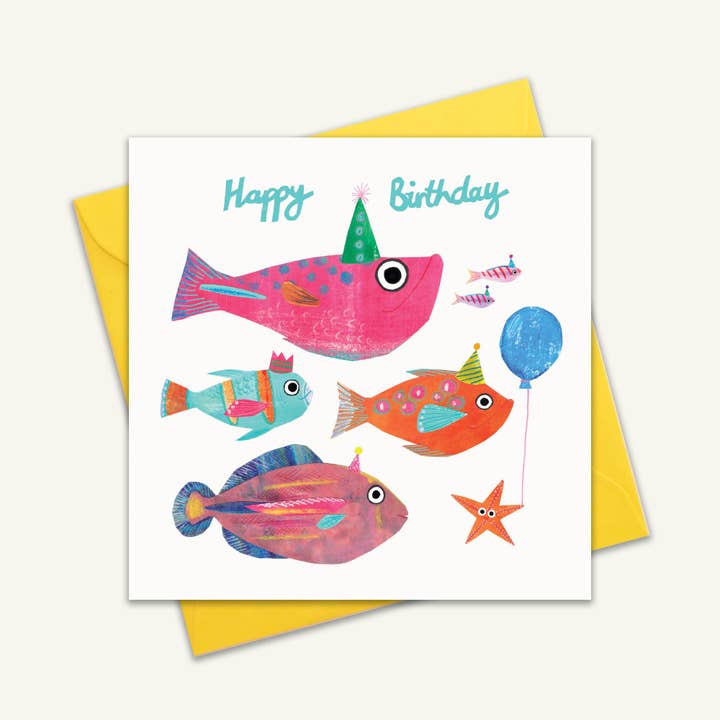 Party Fish Birthday Card for wholesale by Kate Read Illustration