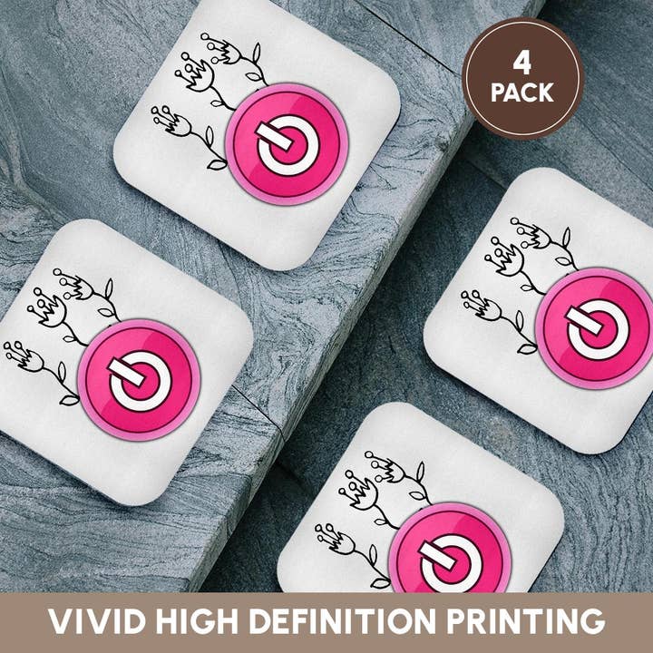 3dRose - Wholesale Coasters - 3dRose, Power Button with Flowers, Coaster12