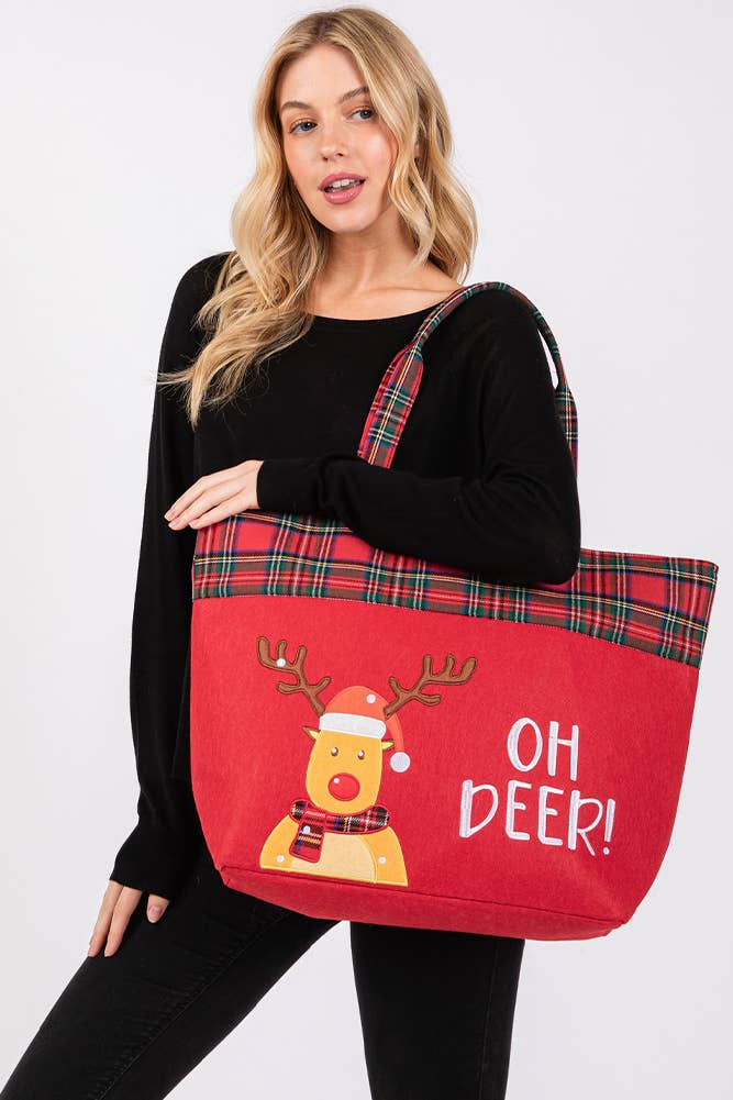 Hana – wholesale Tote bag – Women's – OH DEER Reindeer Christmas Holiday Tote Bag2