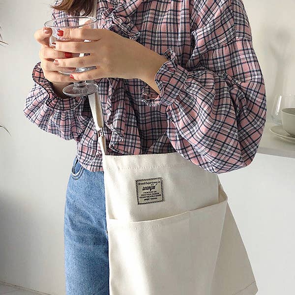 UZ Wholesale Store - Wholesale Tote Bag - Women's - Simple Solid Color With-pockets Canvas Handbag