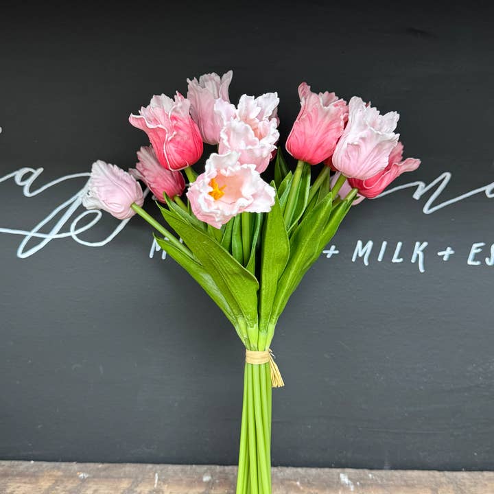 Angel Isabella – Engroshandel Kunstige blomster – 14"-1 Dusin-Elegant Farverig Real Touch Papegøje Mini Tulipan