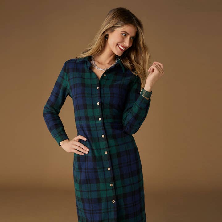 Black Watch Plaid Harris Maxi Dress for wholesale on Faire