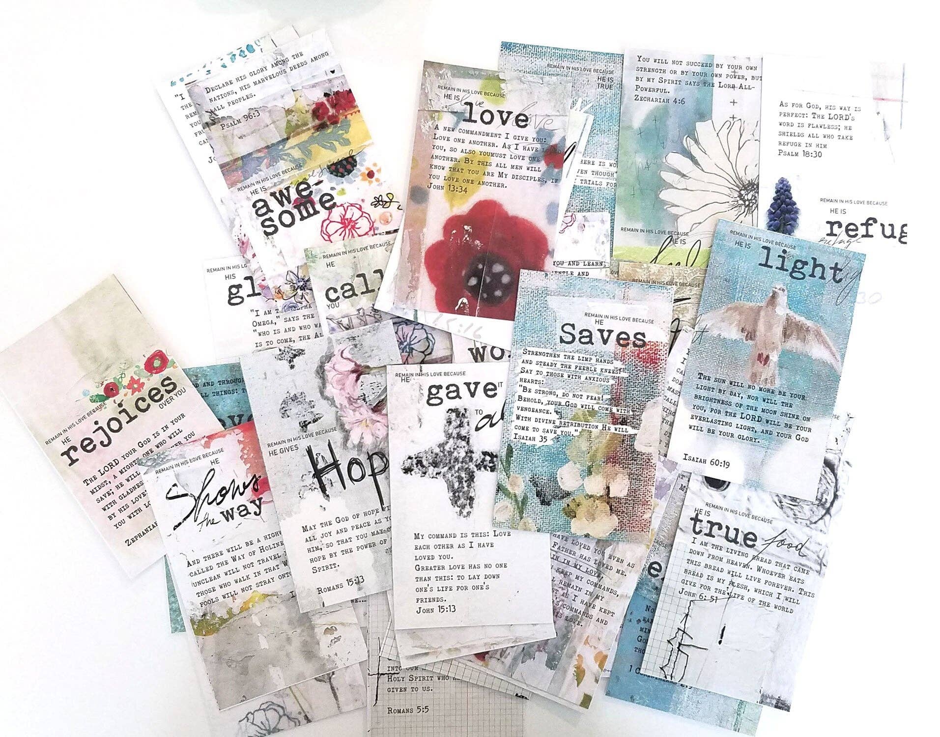 Open Journey - Wholesale Stationery/Notecard Set - Remain in My Love - set of 40 Bible Journaling Cards with prompts and Bible verses2