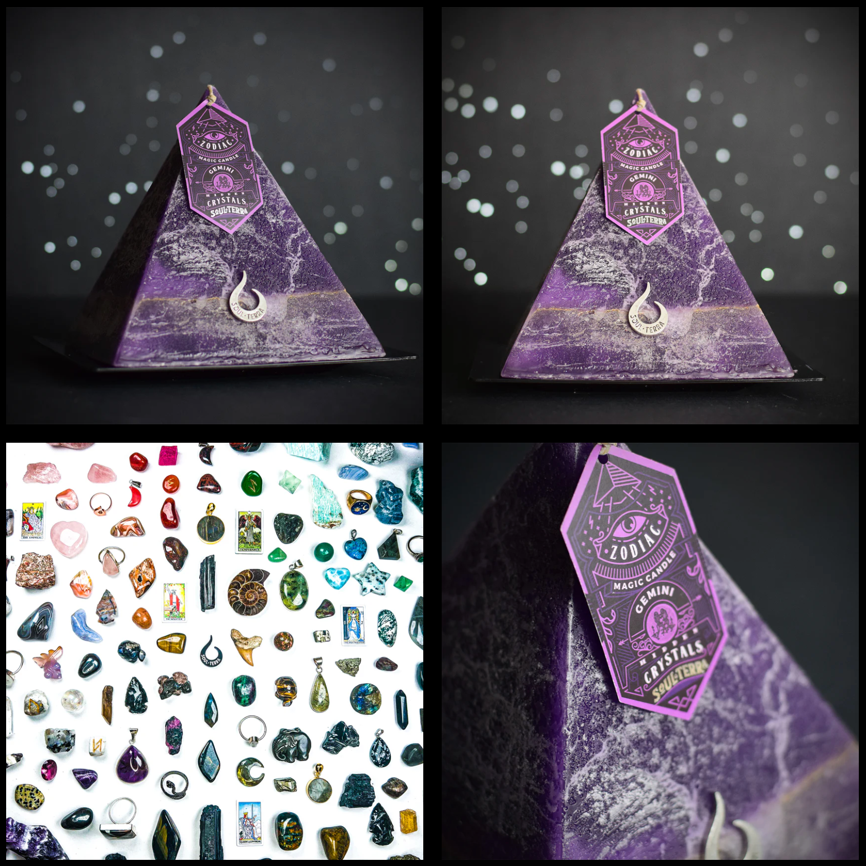 Soul-Terra - Venta al por mayor Velas de diseño llamativo - Set completo de 12 velas zodiacales con cristales ocultos - Soul-Terra8