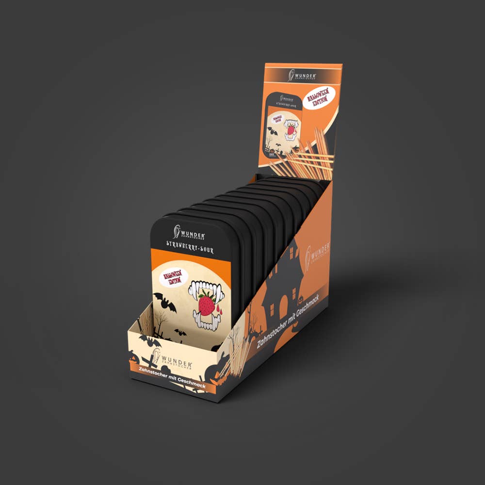 Wunder Zahnstocher – wholesale Tandpetare – Wonder tandpetare Halloween Ed. 'jordgubbsura' 10er Dis.0