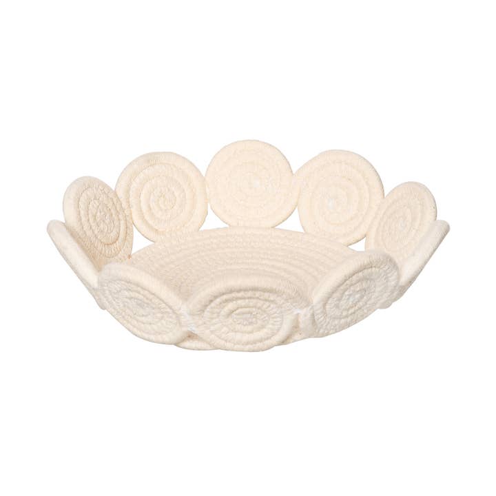 Bleached White Round Rope Basket for wholesale by Beachcombers