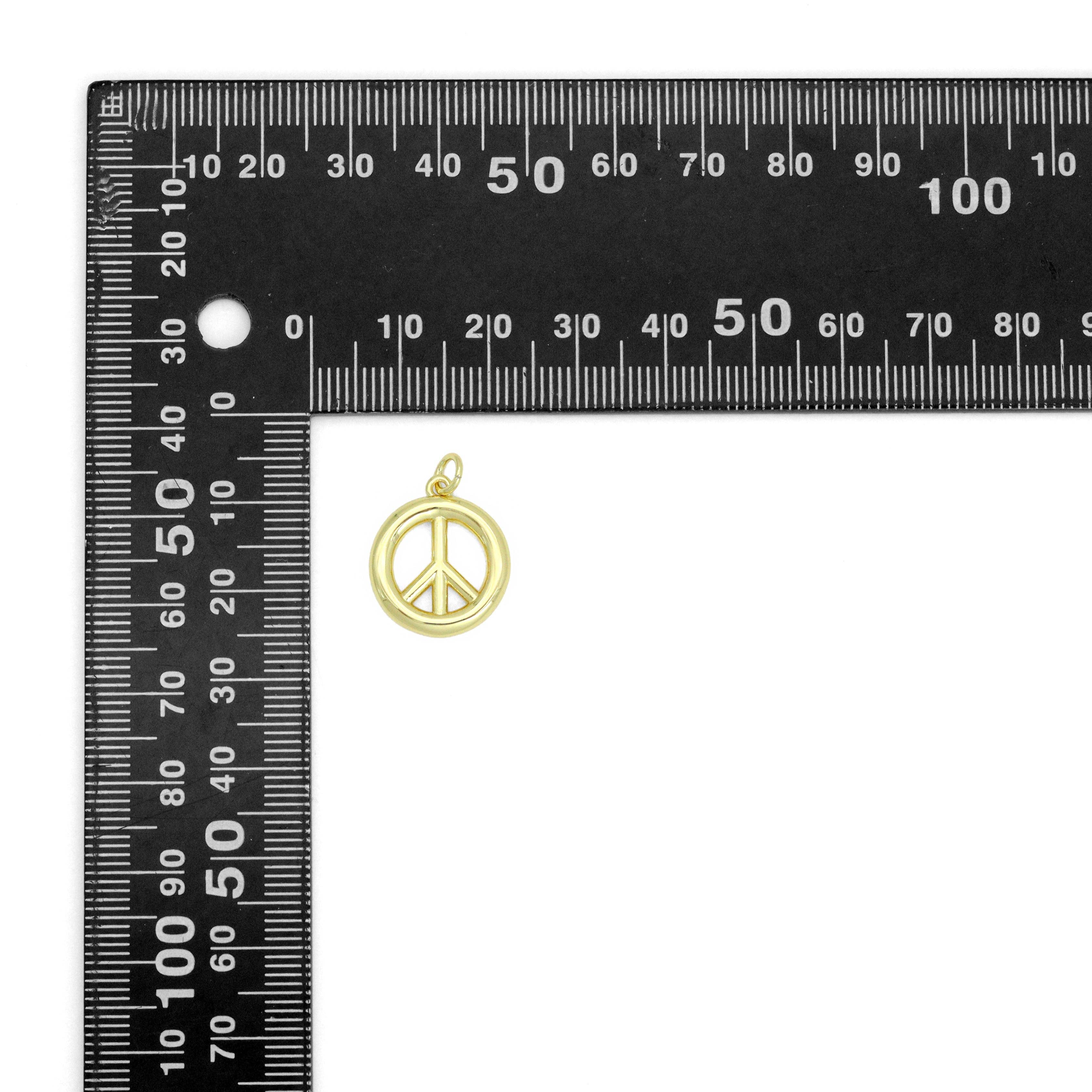 BestBeads&Beyond - Vente Breloques/médailles personnalisées - Pendentif à breloques en forme de signe de paix doré, Sku #L7292