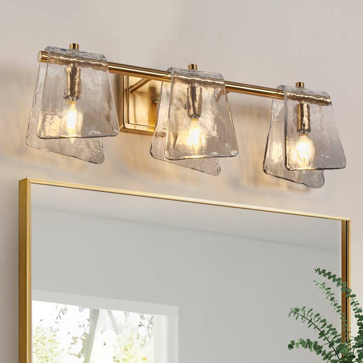 Applique de salle de bain à 3 lumières armée Afmean en verre cascade pour la vente par Belles Lighting