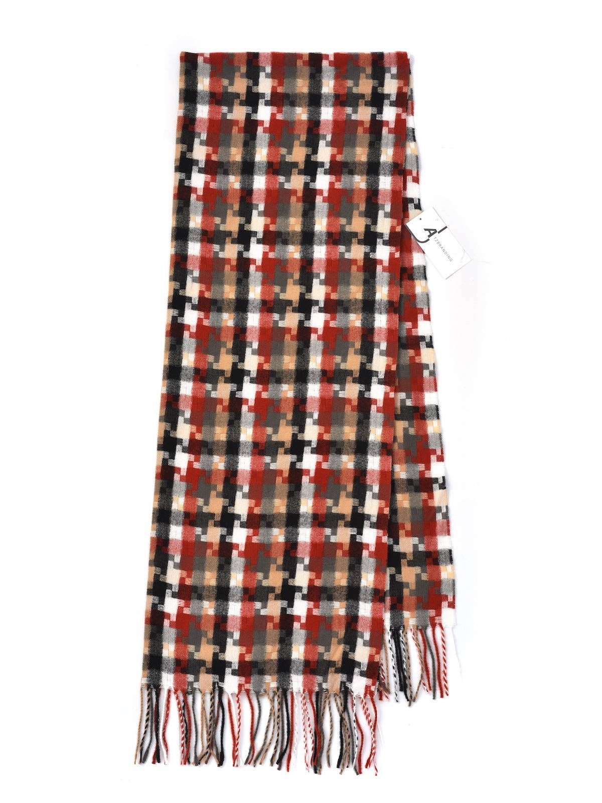 Funkyrel® Atzbranding Limited - Wholesale Sjaal - Dames - Scarvii – Pixel Ruitjes Sjaal met Franjes0