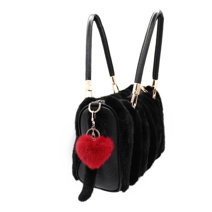 Mink Fur Heart Keychain for wholesale by Surell