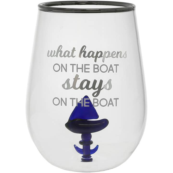 Pavilion - Wholesale Wine Glass - On The Boat - Sailboat - 19 oz. Stemless Wine Glass4