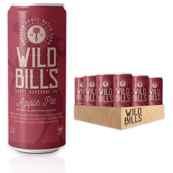 Wild Bill’s Craft Beverage Co. - Wholesale Soda/Carbonated Drink - Apple Pie - Premium Cane Sugar Soda, 12-Pack, Cans1
