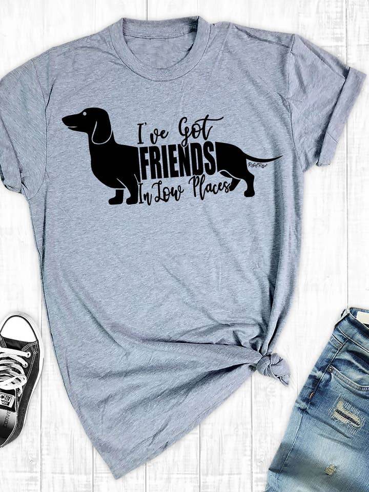 Rebel Rose – Großhandel T-Shirt mit Siebdruck – Damen – Freunde an niedrigen Orten Hellgrau0