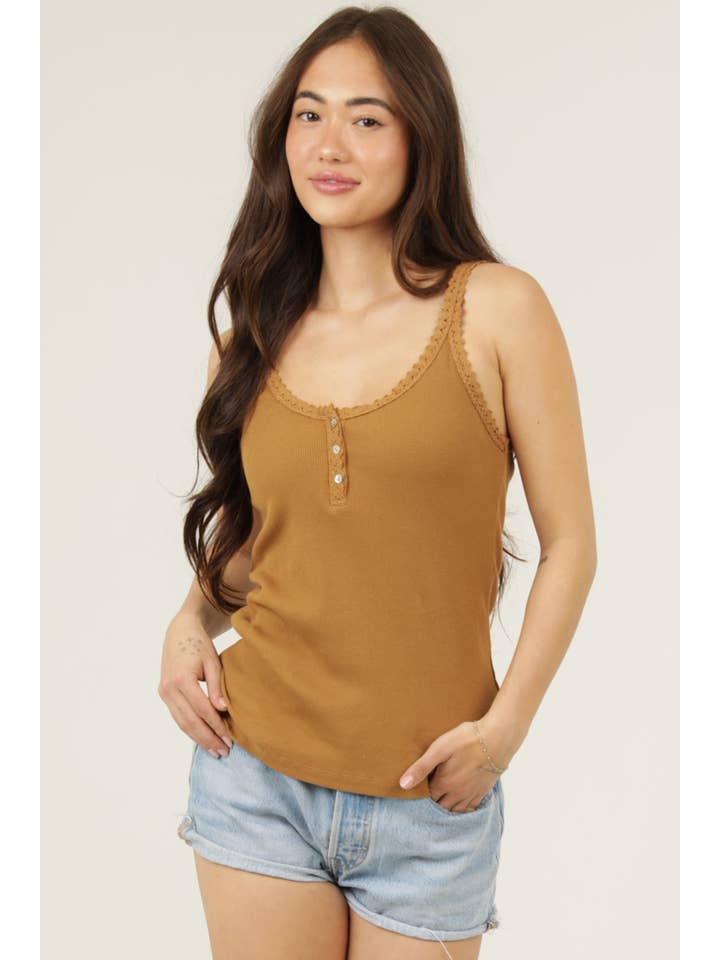 ANGIE - Wholesale Camisole - Women's - X2AG9-ASIS LACE TRIM RIB KNIT CAMI26