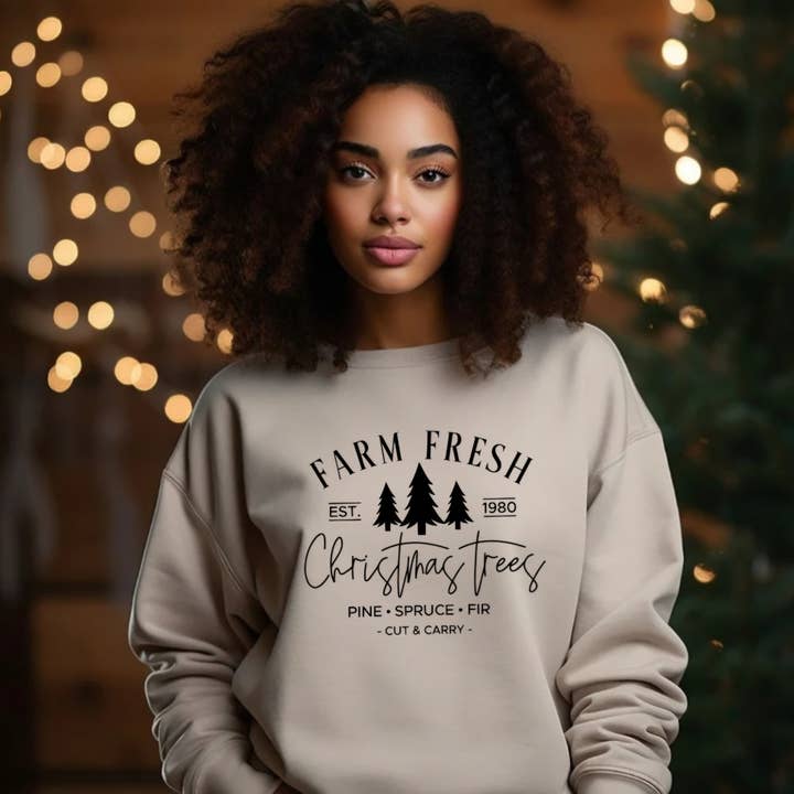 Farm Fresh Christmas Trees Sweatshirt for wholesale by Lush Designs