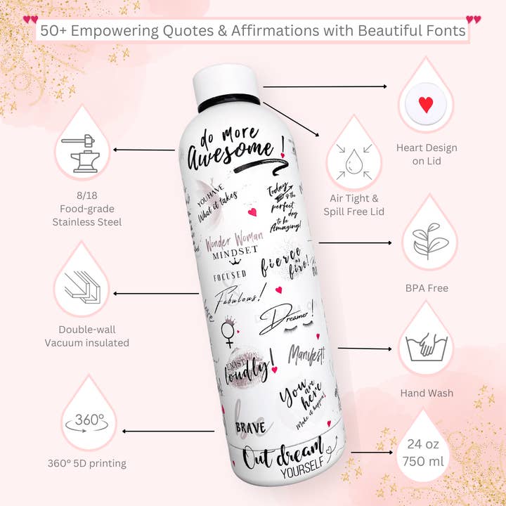 Girl Power 24/7 - Wholesale Water Bottle - Girl Power Stainless Steel Water Bottle - Be Unstoppable!2