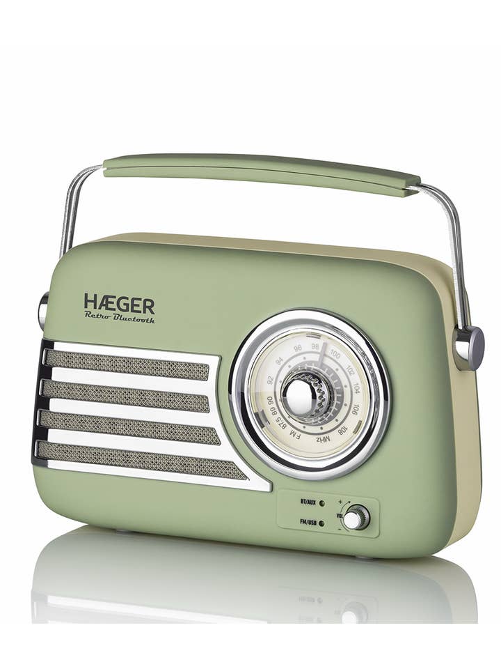 Radio FM Vintage HAEGER Rétro Bluetooth - 20h Autonomie, AM/FM, USB, AUX, Bluetooth pour la vente par Haeger