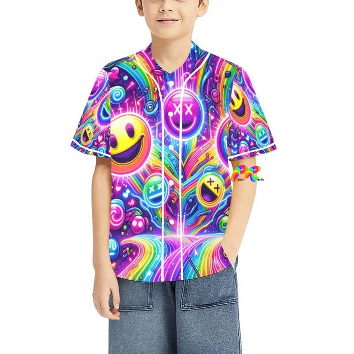 Neon Bliss Kid's Rave Baseball Jersey for wholesale by Prism Raves
