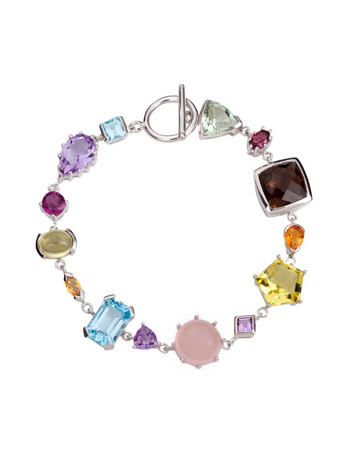 Marevaka Silver Bracelet with Amethyst, Rhodolite for wholesale by Manja