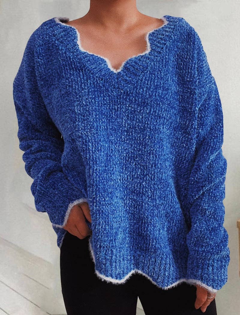 Masyal - Wholesale Knit Sweater - Women's - Scallop Trim Knit Sweater7