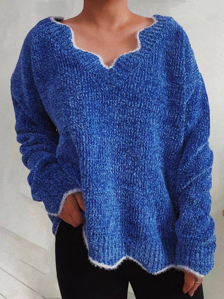 Masyal - Wholesale Knit Sweater - Women's - Scallop Trim Knit Sweater7