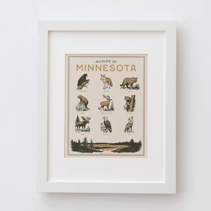 Stampa della fauna selvatica del Minnesota per la vendita all'ingrosso da parte di Benoit's Design Co.