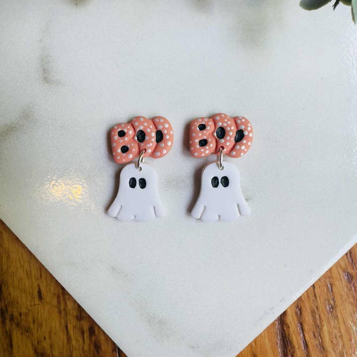 KBH CREATIONS - Wholesale Dangle Earrings - Boo Ghost Collection Jewelry Handmade Clay Earrings