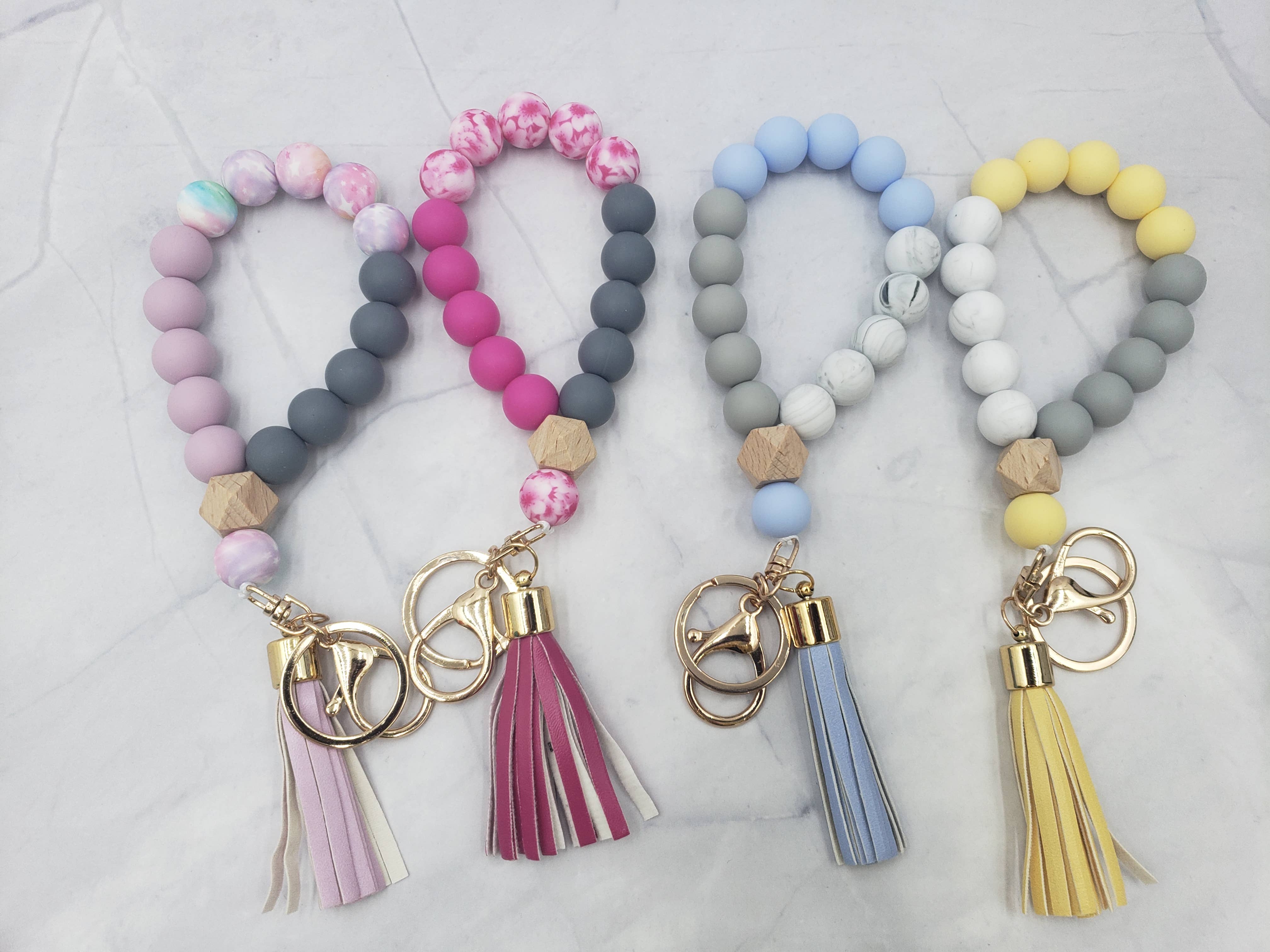 Designs by Kim - Wholesale Keychain Bracelet - Wristlet Bangle Keyring Silicone Beaded14