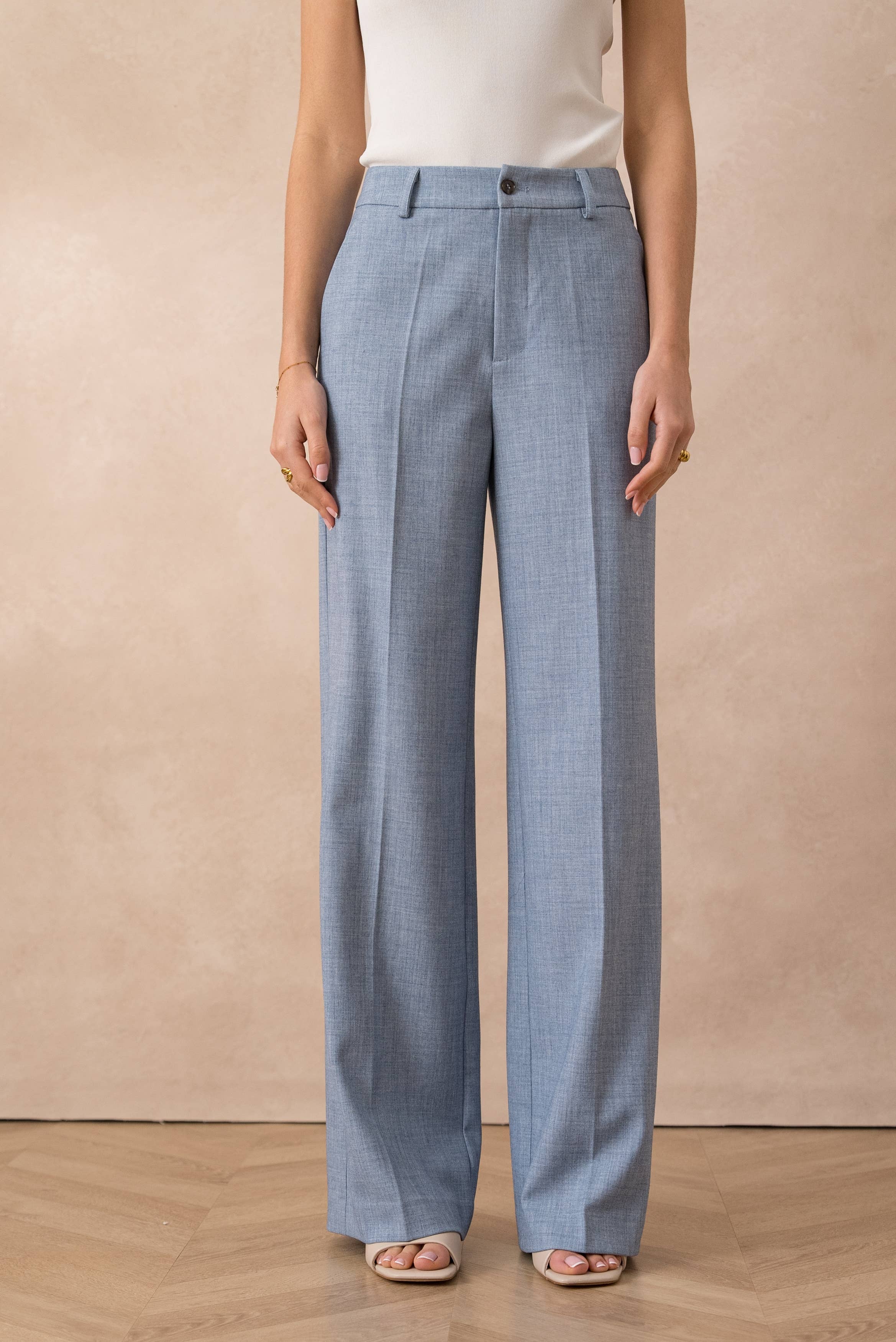 Attentif Paris - Vendita all'ingrosso Pantaloni eleganti - Donna - [Heather] Pantaloni Tailleur a Gamba Larga12