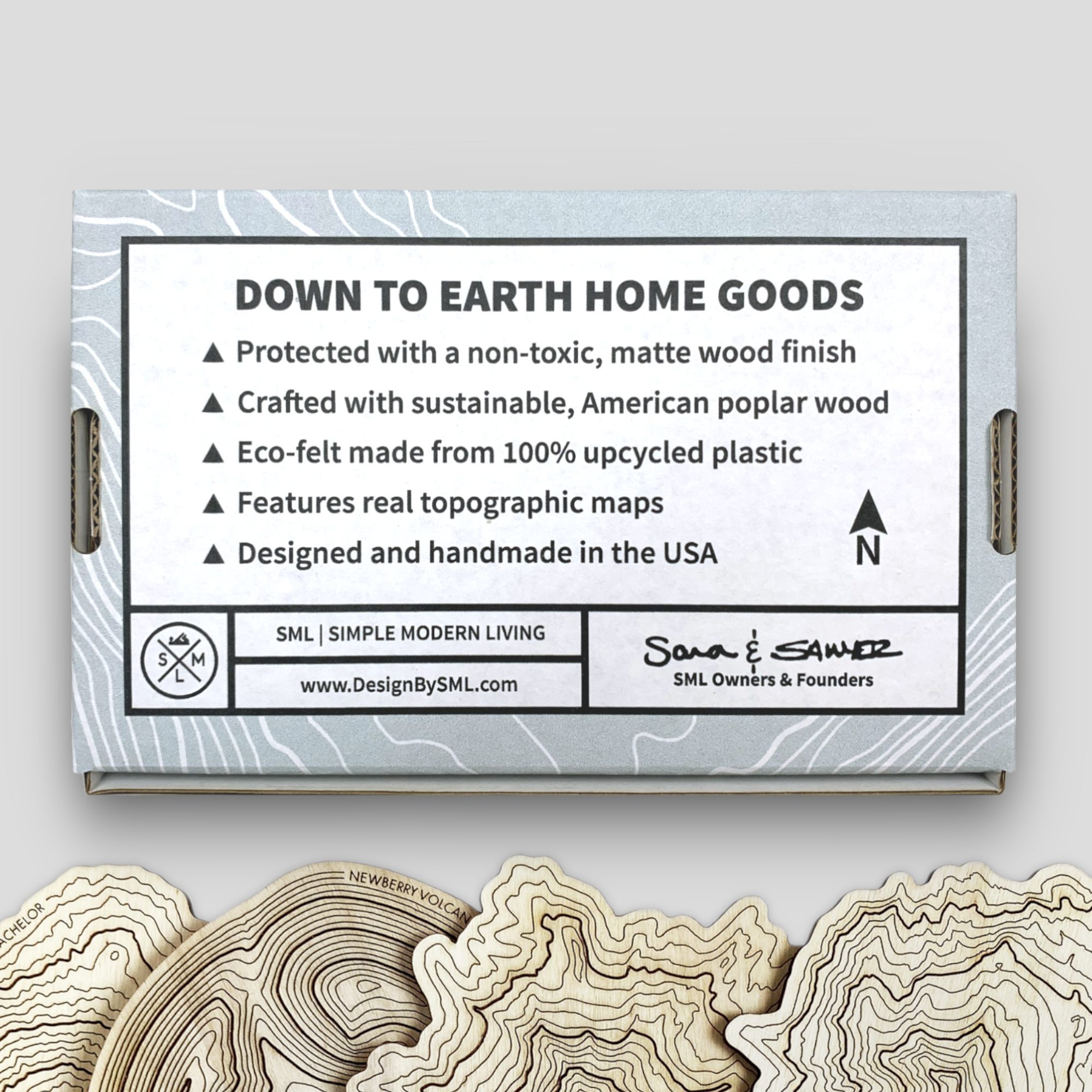 SML | Simple Modern Living - Wholesale Coasters - Oregon Volcanoes Topography Coasters - Set of 41