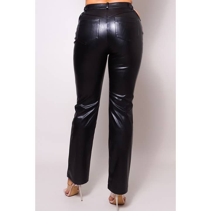 CEFIAN FASHION - Wholesale Pants - Women's - HEART WAVE Y2K FAUX LEATHER PANTS