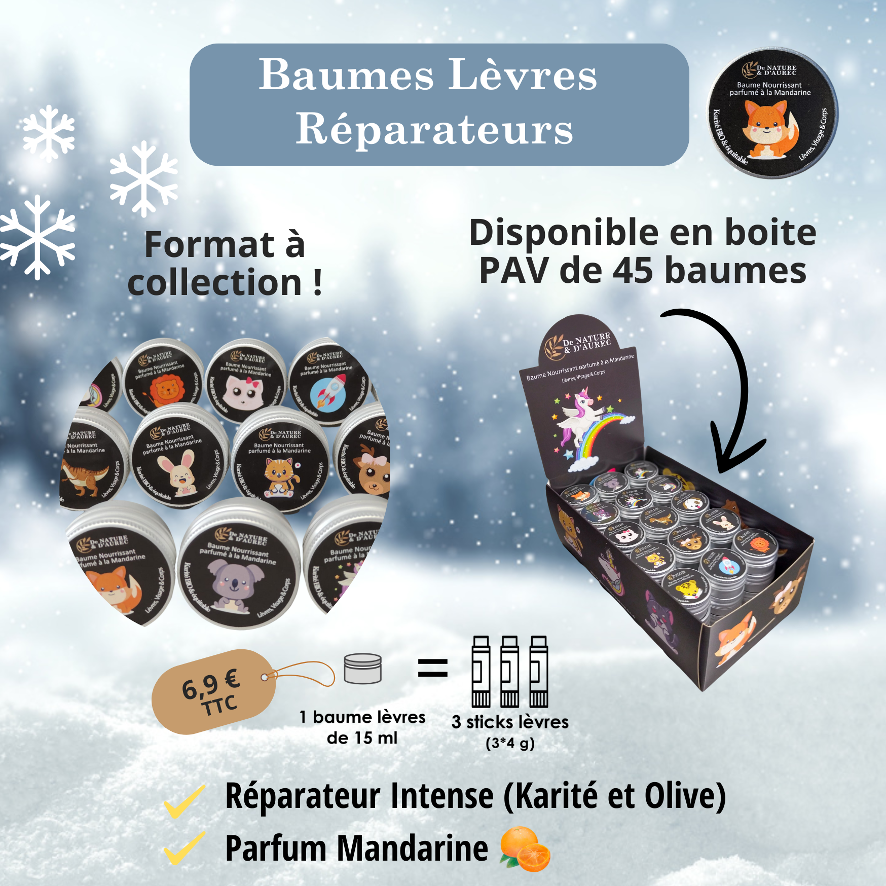 De NATURE ET D'AUREC – wholesale Läppbalsam – Barnläppbalsam 0 % plast – 15 ml aluminiumburk1