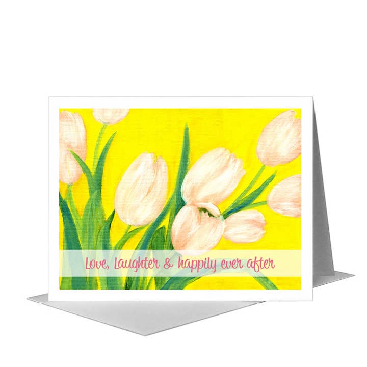 Tulipes roses, carte de vœux (n°7049J) pour la vente par Printed Canvas