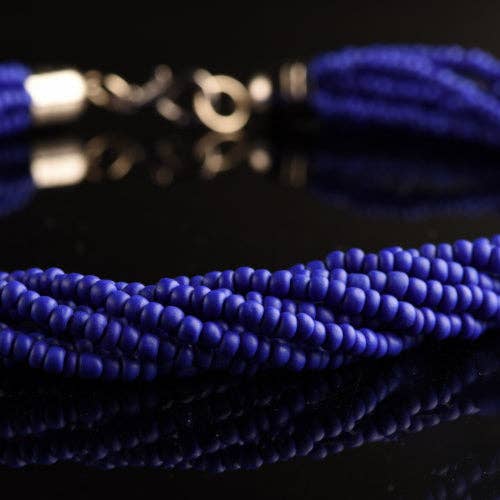 Mazzega Art & Design - Wholesale Beaded/Pearl Necklace - Murano Torchon Mat Necklace, 9 strands of intertwined rare satin pastel vintage 1980s seed beads (approximately 50 cm in length), hypoallergenic clasp.12