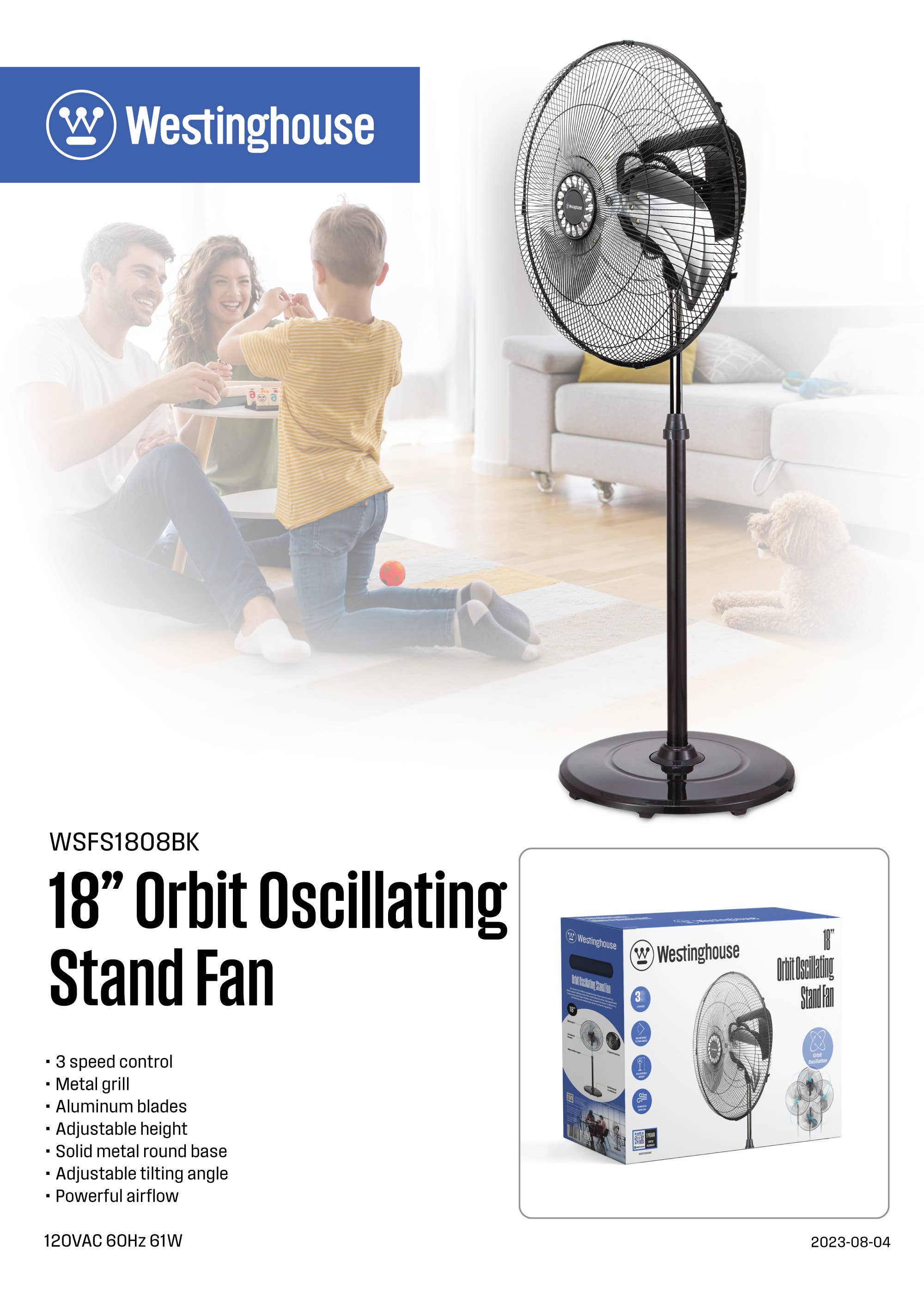 Westinghouse - Wholesale Electric Fan - Westinghouse 18-Inch Orbit Oscillating Stand Fan9