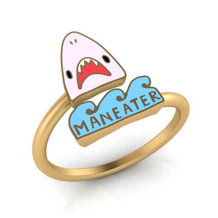 Yellow Owl Workshop – Großhandel Cocktail-/Statement-Ring – Maneater Shark verstellbarer Ring — Schmuck aus 18-karätigem Goldgold