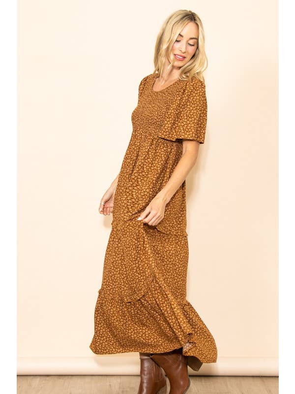 Elloh Collection – Großhandel Kleid – Damen – Fall In Love Maxikleid mit gesmoktem Flare-Blumenmuster und Taschen3